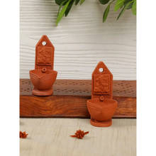 Amalfiee Ceramics Handmade Terracotta Ganpati Diya Lamp (Pack of 2)