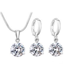 OOMPH Silver Plated Solitaire Zironia Pendant Set