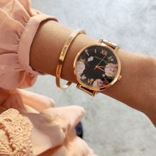 Joker & Witch Sakura Dual Tone Floral Bracelet Stack