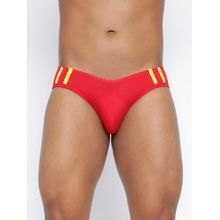 BASIICS by La Intimo Men Red Cotton Striped And Solid Fashion Brief