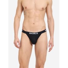 BASIICS by La Intimo Men Black Cotton Prime Thong Brief