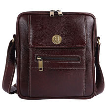 HiLEDER Pure Leather Messenger 9" Sling Cross Body Travel Bag Men Women Brown
