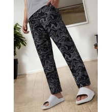 Bewakoof Men's Black All Over Printed Pyjamas