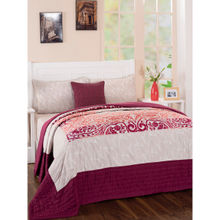 Maspar Hues Folklore Transition Paisley Glitch Red Quilted Hand 100GSM Cotton Double 8Pc Quilt Set