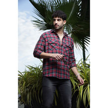 GRITSTONES Men Red Check Double Pocket Shirt