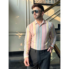 GRITSTONES Men Multicolor Rainbow Stripe Cotton Shirt