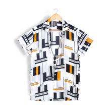 GRITSTONES Men White Street Print Half Sleeves Rayon Shirt