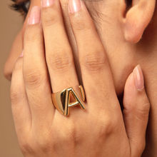 Pipa Bella by Nykaa Fashion A Initial Gold Letter Ring