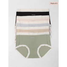 INTIMATE QUEEN Daily Care Essential Lacy Boy Shorts Bundle - For Irritation-Prone Skin (Black Pink Beige Green Blue) (Pack of 5)