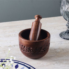 The Decor Mart Wooden Mortar and Pestle Set