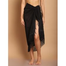 Blissence Black Sarong With Fringes At The Edge