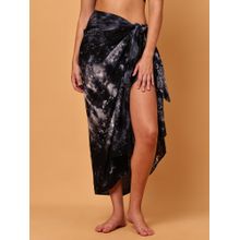 Blissence Black Tie And Dye Printed Long Sarong