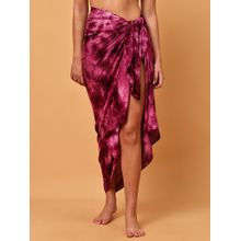 Blissence Wine Tie And Dye Printed Long Sarong