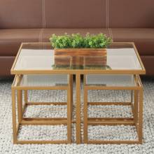 Claymint Valentino Clear Glass Nesting Coffee Table in Dark Gold Finish
