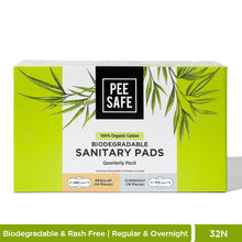 Pee Safe 100% Organic Cotton Sanitary Pads Quarterly Pack (14 Regular Pads & 18 Overnight Pads)