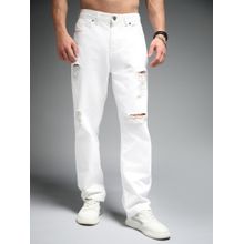 High Star Men 90s Straight Fit Mid-Rise Mildly Distressed Cotton Jeans