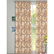 GM Leaf Print Jacquard Ring Top Door Room Darkening - Pack of 1(4.3 x 7 Feet, Beige Curtain)
