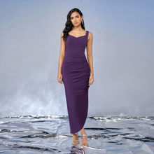 RSVP by Nykaa Fashion Purple Solid Sweetheart Neck Asymmetric Maxi Dress