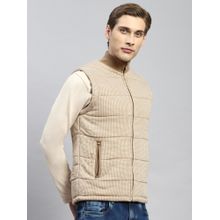 Monte Carlo Camel Printed Stand Collar Jacket