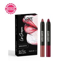 Love Earth Lip Crayon Non-Transfer Lipstick Pack of 2 - Brights