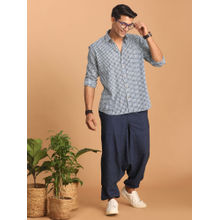 Vastramay Mens Indigo Blue Cotton Ethnic Shirt