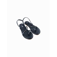 The Madras Trunk Eden Iris Black Sandals