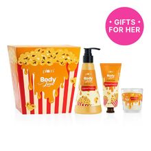 Plum BodyLovin' Caramel Popcorn Gift Set - Body Wash, Hand Cream & Scented Candle