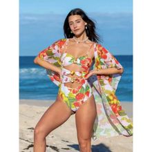 WomanLikeU Floral Monokini With Coverup - Multi-color (Set of 2)