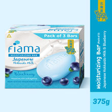 Fiama Japanese Hokkaido Milk & Blueberry Moisturizing Soap Bars Pack of 3