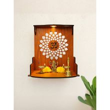 Ekhasa Wooden Pooja Mandir for Home Wall Mounted with Led Spotlight