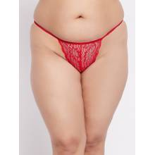 Secrets By ZeroKaata Plus Size Women Self Design Lace Thong Briefs Red
