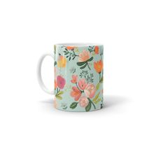 Macmerise Payal Singhal Aqua Handpainted Flower Pattern Milk, Tea, Coffee Mug 330ml