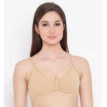 Clovia Cotton Padded Non-Wired Solid Bra For Teen - Nude
