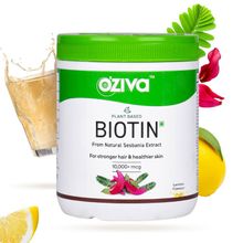 Oziva Plant Based Biotin 10000+ Mcg With Sesbania Agati, Bamboo Shoot & Amla - Lemon Flavor