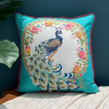 Ame decorative cushion cover, Maximalist Eclectic Folk - 18x18