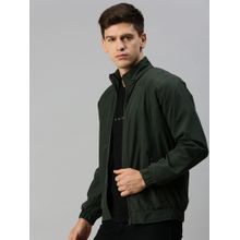 Voxati Men Green Polyester High Neck Solid Windcheater Jacket