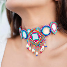 Fida Colorful Mirror Work Beaded Choker Necklace For Women(OAW21FIJN146)