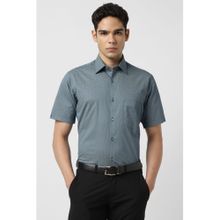 Van Heusen Men Blue Regular Fit Print Half Sleeves Shirt