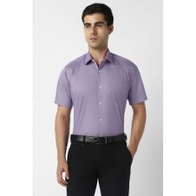 Van Heusen Men Purple Regular Fit Print Half Sleeves Shirt