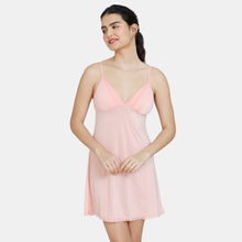 Zivame Four-Way Stretch Baby Doll With Thong - Peach Pearl