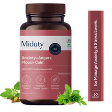 Miduty Anxiety Anger Mood Calm Supplement KSM 66 Ashwagandha, GABA Anti Depressant