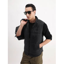 Rare Rabbit Black Polyester Sleeveless High Neck Puffer Jacket