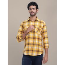 AM SWAN Men's Yellow Plaid Flannel Checked Shirt