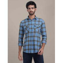 AM SWAN Men's Blue Plaid Flannel Checked Shirt