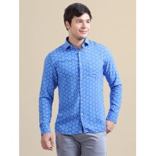 AM SWAN Men's Rayon Shirt with Blue Block Print