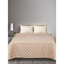 Saral Home Noor Beige Cotton Bedsheet with Two Pillow Covers (Set of 3)