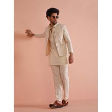 KISAH Off White Embroidered Jacket with Kurta & Trouser