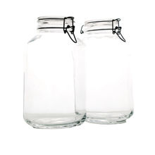 Bormioli Rocco Fido 4Ltr Glass Jar with Clear Glass Lid and Rubber Gasket Set of 2