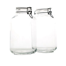 Bormioli Rocco Fido 5Ltr Glass Jar with Clear Glass Lid and Rubber Gasket Set of 2