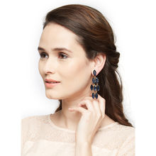 AccessHer Gold-Toned & Navy Blue Contemporary Drop Earrings